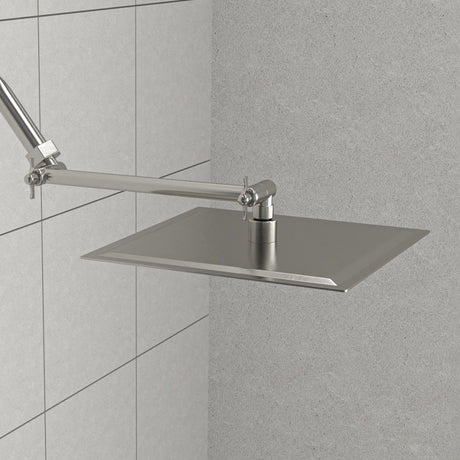 Luxury Rain Shower Head With Adjustable Arm, 10" Square, Stainless Steel - Brushed Nickel