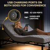 Adjustable Bed Base Frame With Wireless Remote, 4 USB Ports, Under Bed Nightlights, Zero Gravity