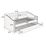 Daybed With Button Tufted Nailhead Trim And Trundle Slat Storage - Gray