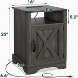 Farmhouse Nightstand, Charging Station & Storage