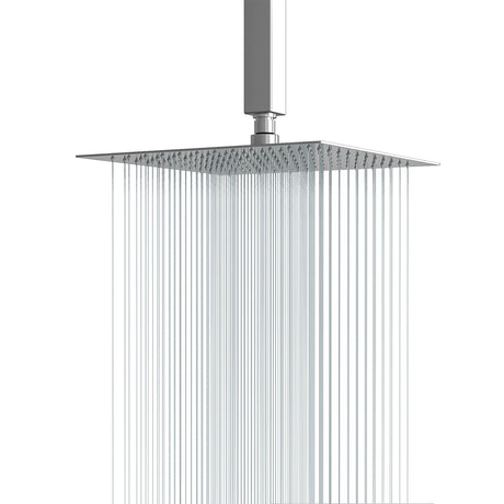 Ultra Thin Square Rainfall Shower Head Stainless Steel, Wall Or Ceiling Mount - Chrome