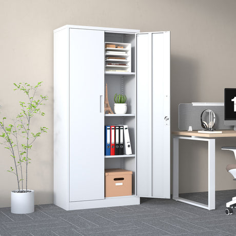 Heavy Metal Garage Storage Cabinet With Locking Doors, Steel, Adjustable Shelves