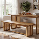 Dining Bench With Rattan Weave