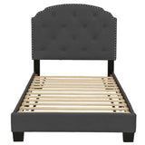 Button Tufted Bed With Nailhead Trim