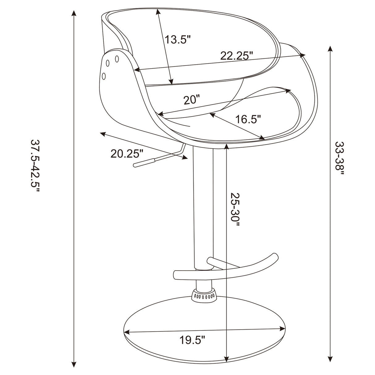 Ergonomic Adjustable Bar Stool - Ivory