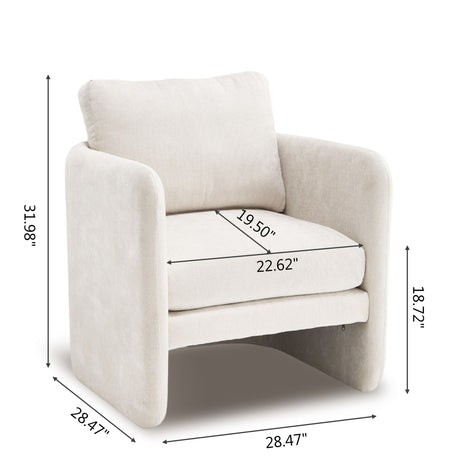 Armchair With Low Profile Curved Frame - Beige