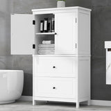 Bathroom Storage Cabinet With 2 Doors And Drawers, Adjustable Shelf