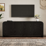 Curved Edge TV Stand With Large Cabinets