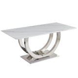 Rectangular Dining Table - Silver / White