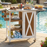 Foldable Outdoor Kitchen Island With Storage Cabinet