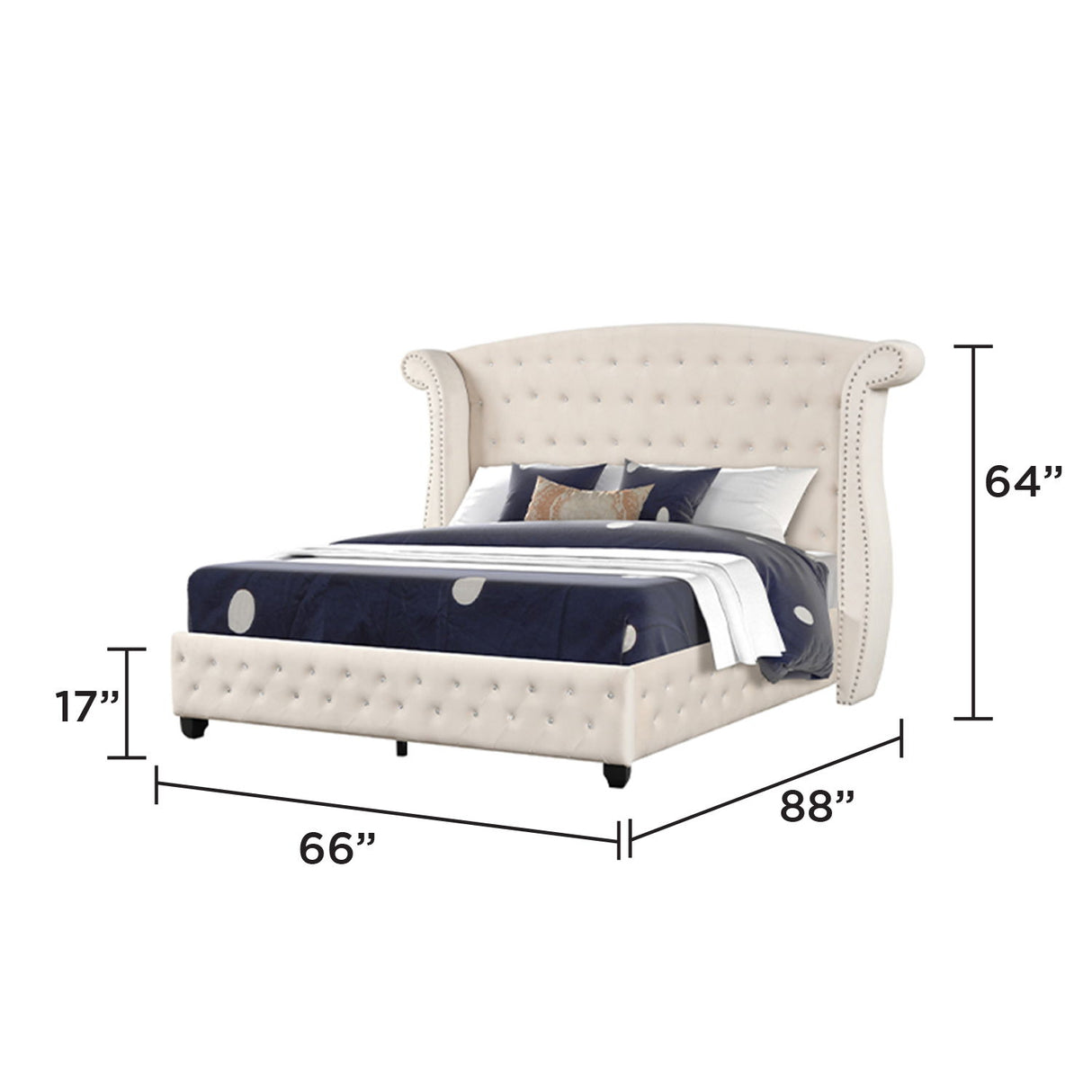 Sophia - Crystal Tufted Upholstered Bed