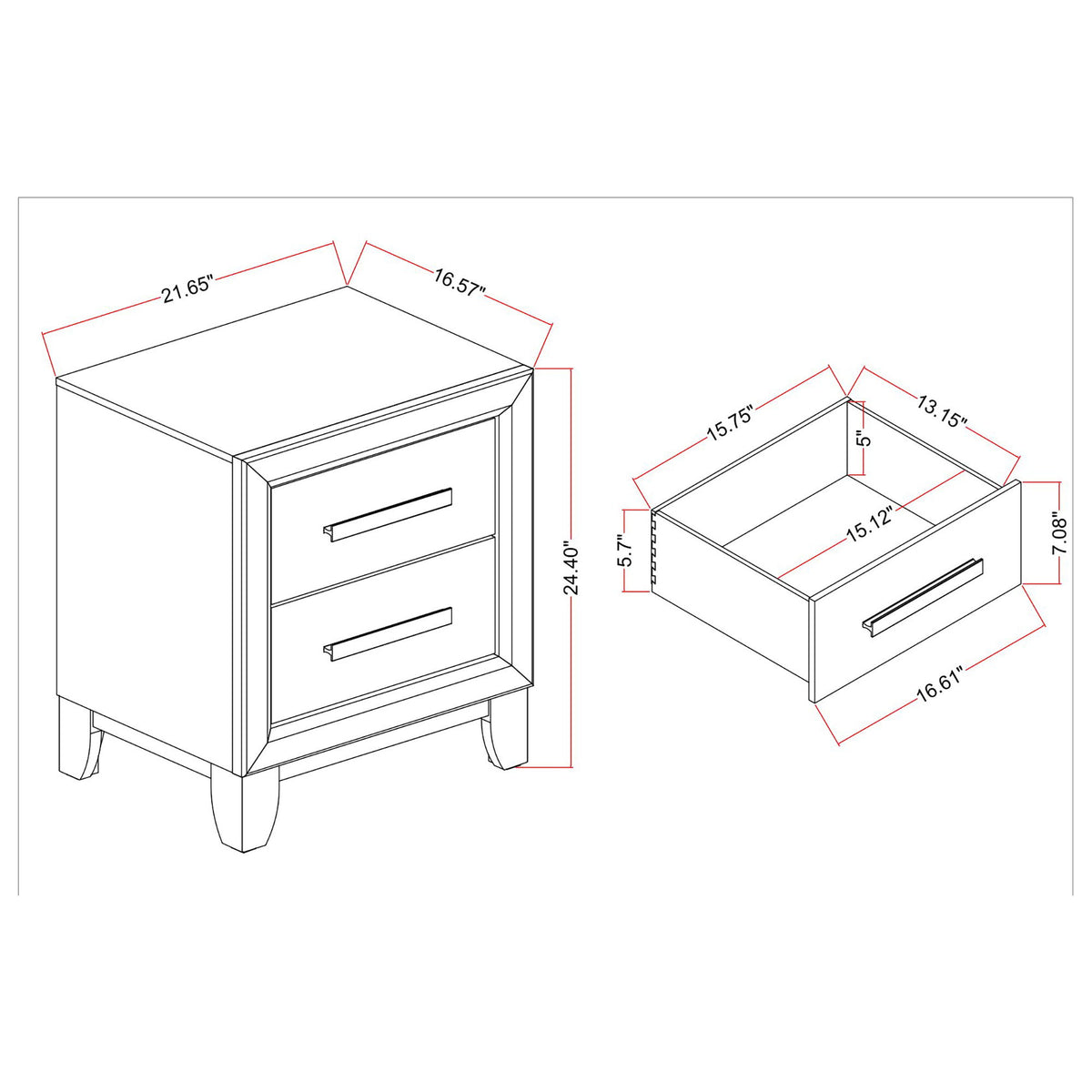 Harry - Nightstand With 2 Drawers - Brown