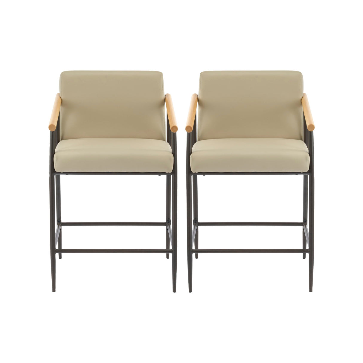 Counter Stool Set With Espresso Metal Frame - Khaki