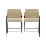 Counter Stool Set With Espresso Metal Frame - Khaki