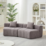 Curved Sectional Sofa With 2 Pillows For Living Room - Gray