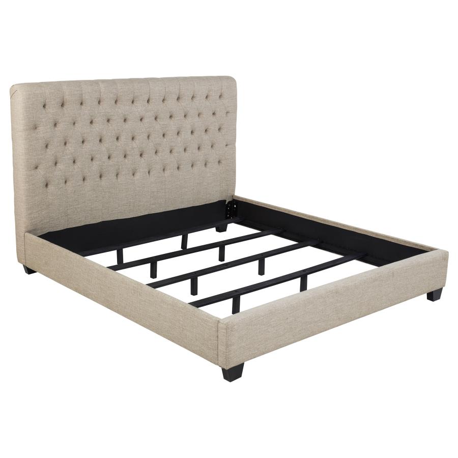 Chloe Upholstered Eastern King Panel Bed Oatmeal - 300007KE