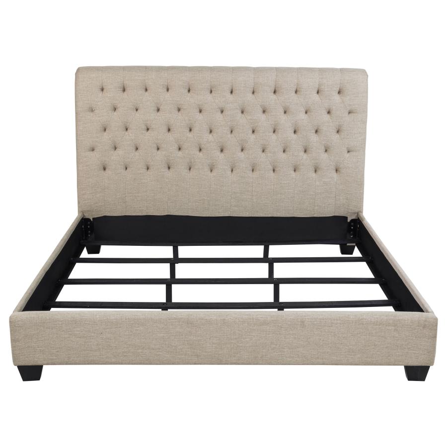 Chloe Upholstered Eastern King Panel Bed Oatmeal - 300007KE