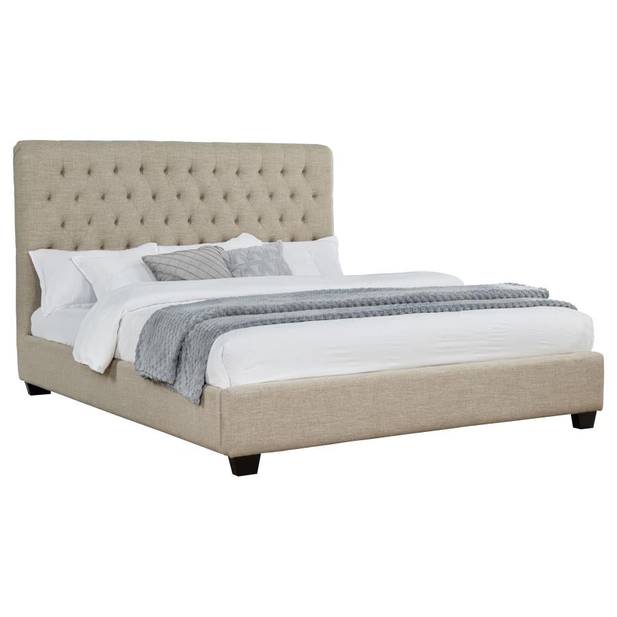 Chloe Upholstered California King Panel Bed Oatmeal - 300007KW