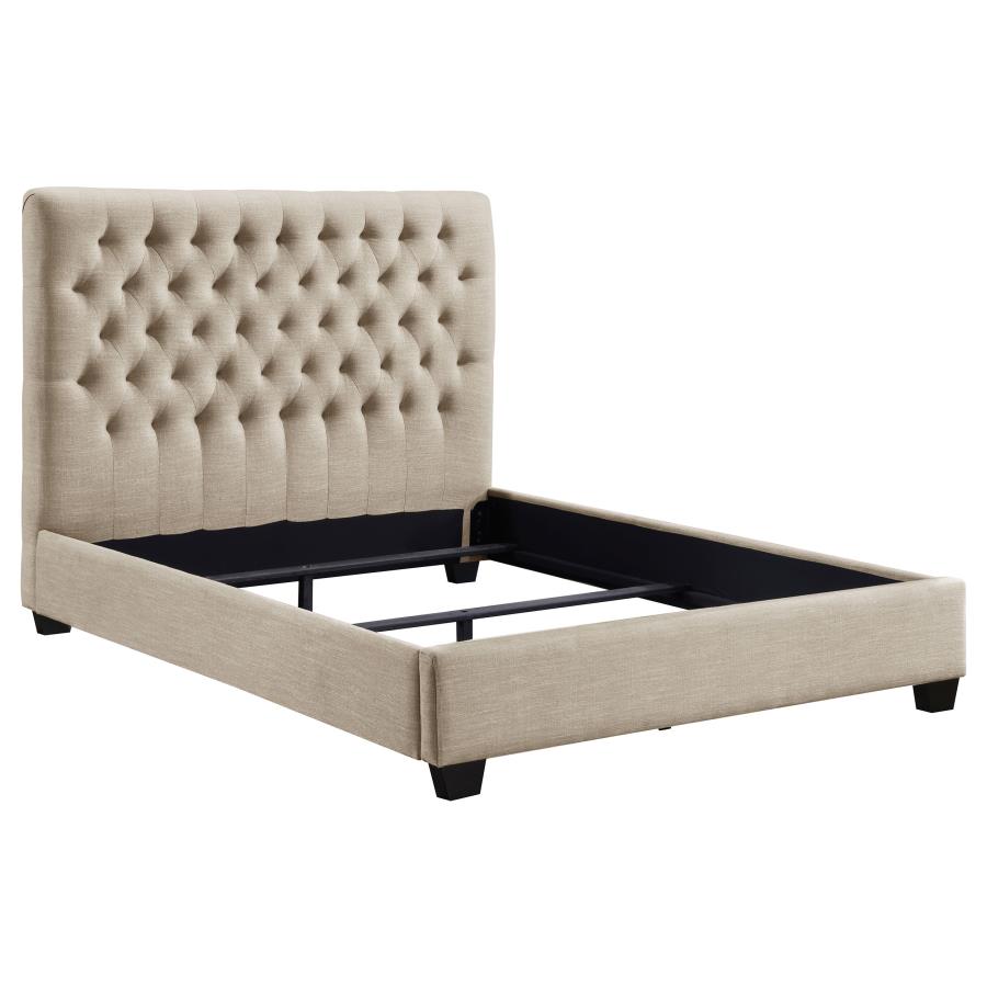 Chloe Upholstered Queen Panel Bed Oatmeal - 300007Q