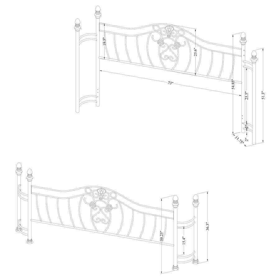 Sydney Metal Eastern King Open Frame Bed Brushed Gold - 300171KE-SET