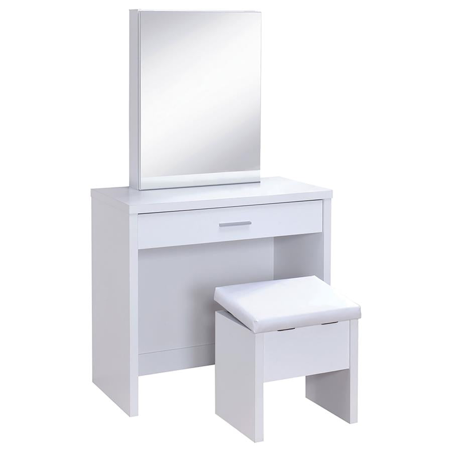Harvey Vanity Set with Lift-Top Stool White - 300290