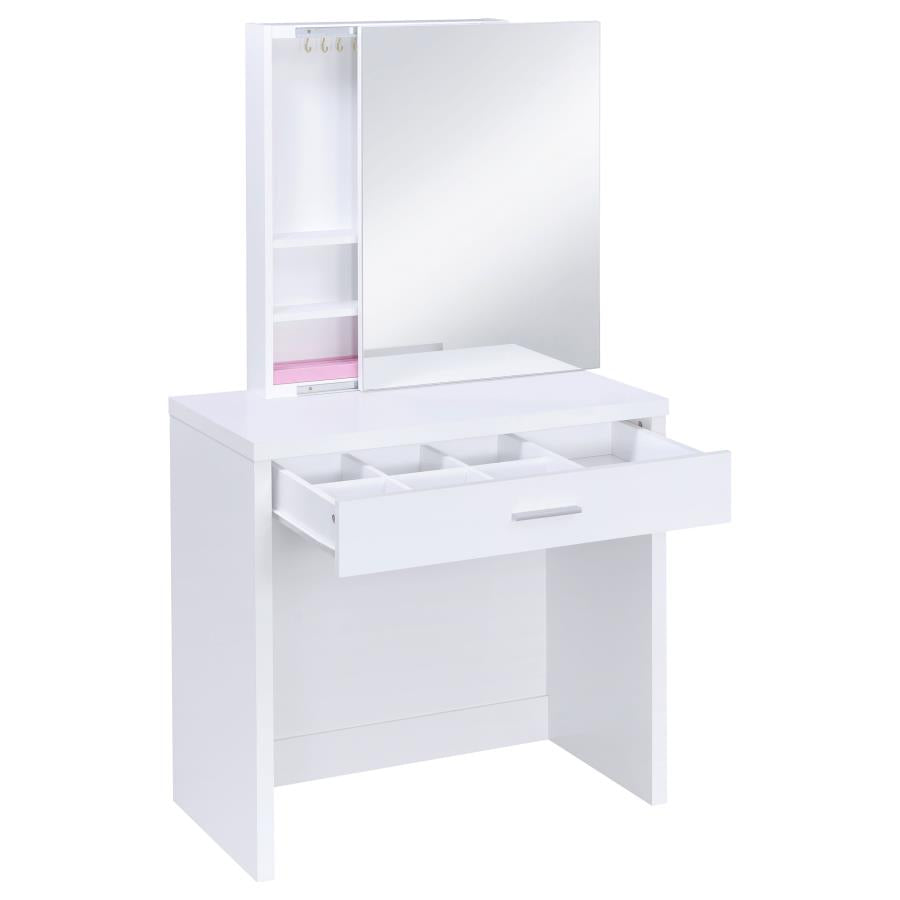 Harvey Vanity Set with Lift-Top Stool White - 300290