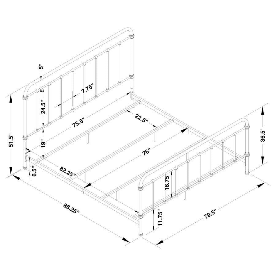 Livingston Metal Eastern King Open Frame Bed Dark Bronze - 300399KE