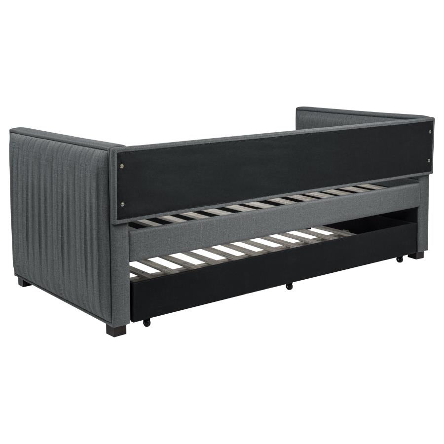 Brodie Upholstered Twin Daybed with Trundle Grey - 300554