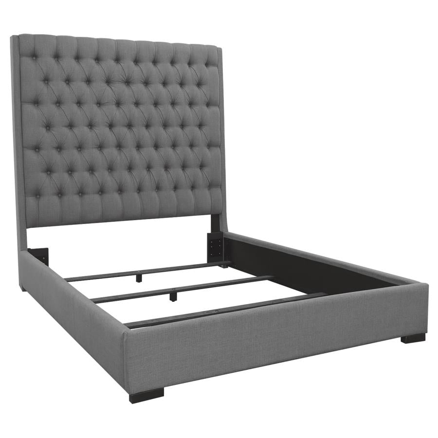 Camille Upholstered California King Panel Bed Grey - 300621KW