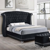 Barzini Upholstered California King Wingback Bed Black - 300643KW