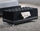 Barzini Velvet Upholstered Tufted Storage Bench Black - 300644