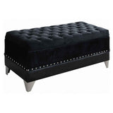 Barzini Velvet Upholstered Tufted Storage Bench Black - 300644