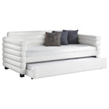 Patricia Boucle Upholstered Twin Day Bed with Trundle White - 300716