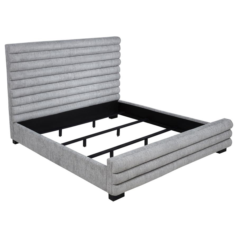 Patricia 58-inch Boucle Upholstered Eastern King Bed Grey - 300719KE