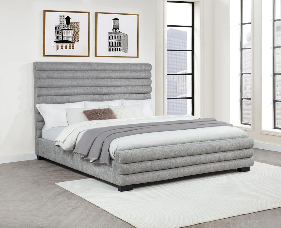 Patricia 58-inch Boucle Upholstered California King Bed Grey - 300719KW