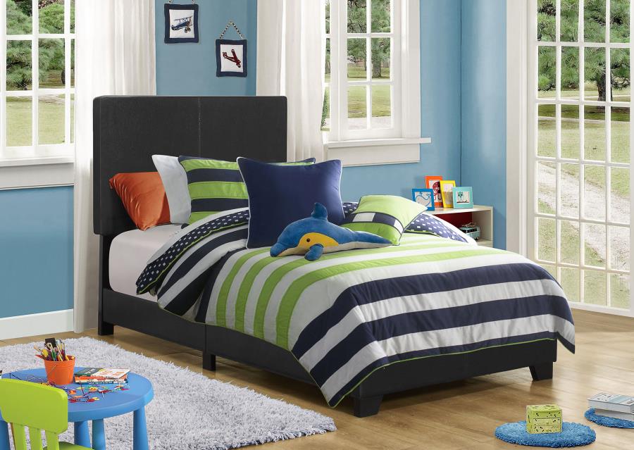 Dorian Faux Leather Upholstered Twin Panel Bed Black - 300761T