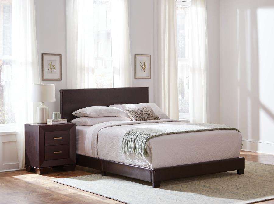 Dorian Faux Leather Upholstered Full Panel Bed Brown - 300762F