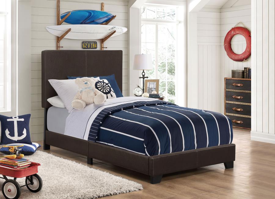 Dorian Faux Leather Upholstered Twin Panel Bed Brown - 300762T
