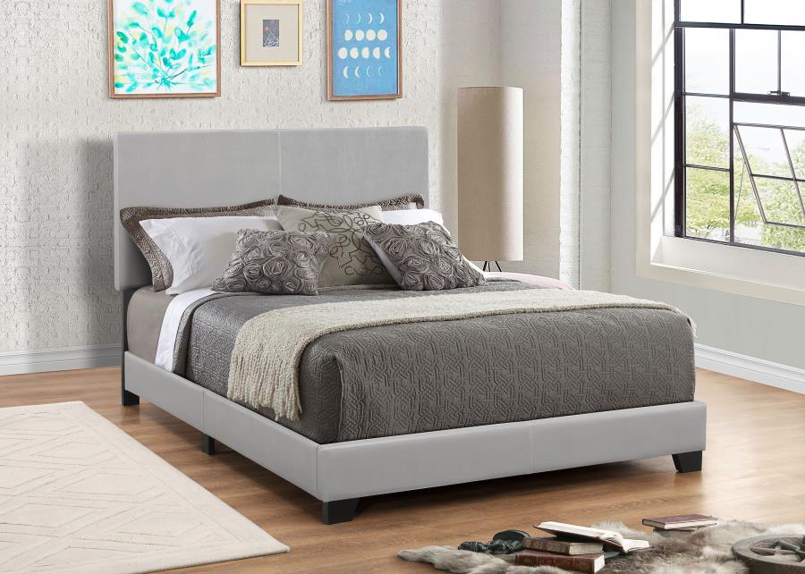 Dorian Faux Leather Upholstered Eastern King Panel Bed Grey - 300763KE