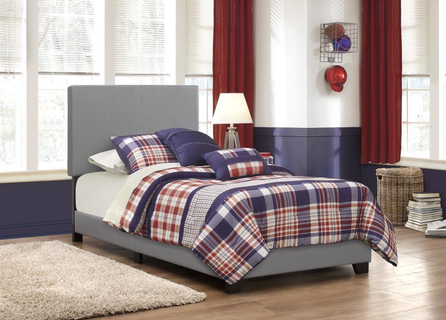 Dorian Faux Leather Upholstered Twin Panel Bed Grey - 300763T