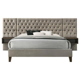 Marley Upholstered Queen Wall Panel Bed Light Brown - 300833Q