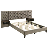 Marley Upholstered Queen Wall Panel Bed Light Brown - 300833Q