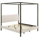 Monroe Upholstered Eastern King Canopy Bed Vanilla - 300834KE