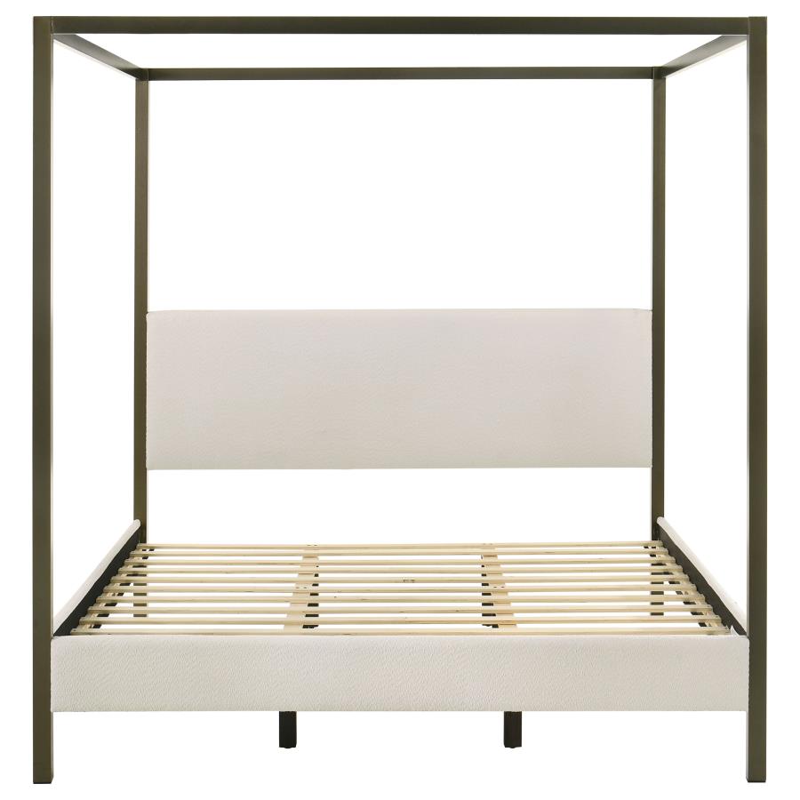 Monroe Upholstered Eastern King Canopy Bed Vanilla - 300834KE