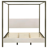 Monroe Upholstered Eastern King Canopy Bed Vanilla - 300834KE