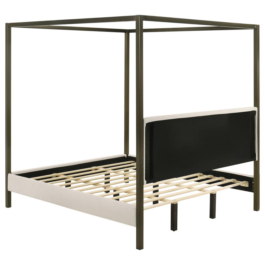 Monroe Upholstered Eastern King Canopy Bed Vanilla - 300834KE