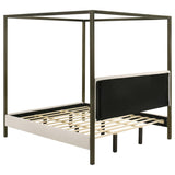 Monroe Upholstered Eastern King Canopy Bed Vanilla - 300834KE