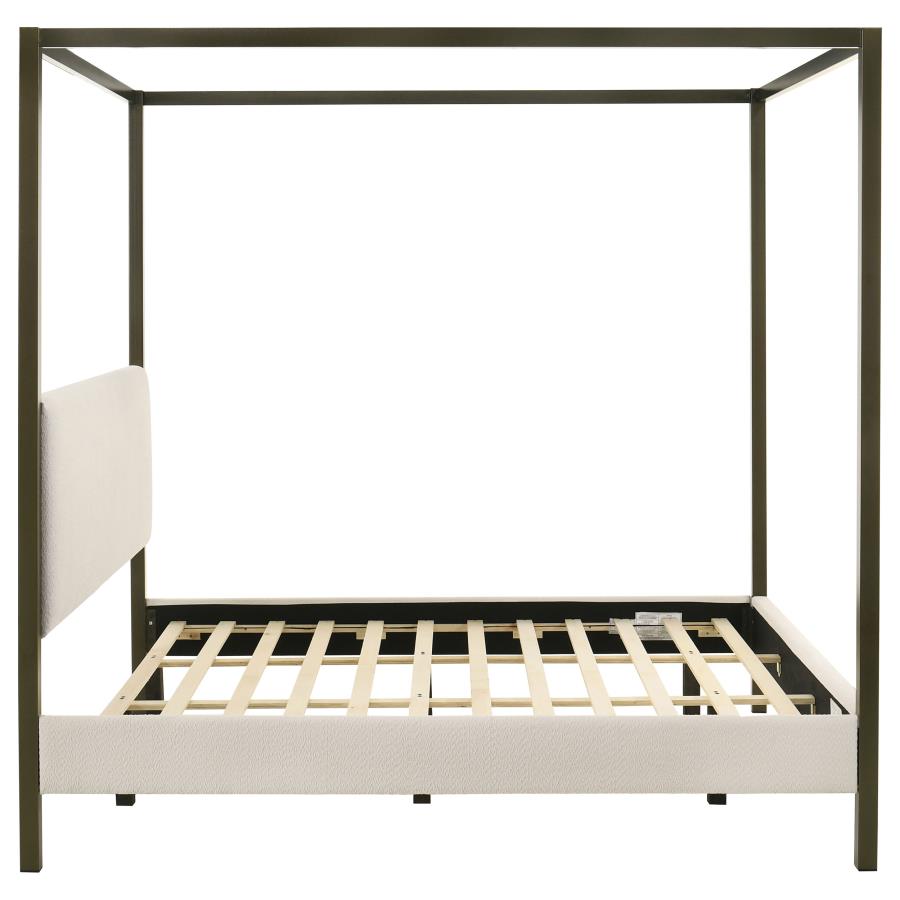 Monroe Upholstered Eastern King Canopy Bed Vanilla - 300834KE