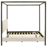 Monroe Upholstered Eastern King Canopy Bed Vanilla - 300834KE