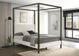 Monroe Upholstered Queen Canopy Bed Vanilla - 300834Q